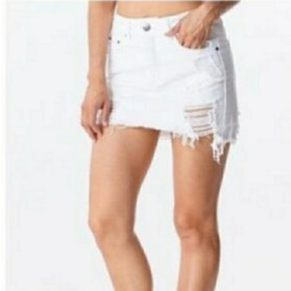 Litz White Denim Jean Distressed Cotton Summer Skirt Size Medium NWOT